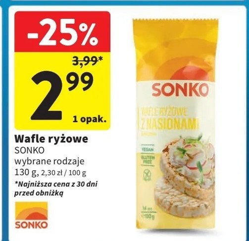 Wafle ryżowe ze słonecznikiem Sonko promocja