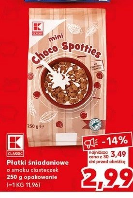 P艂atki choco spotties o smaku ciasteczek K-classic promocja