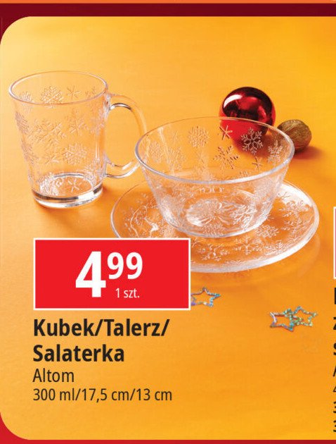 Talerz deserowy szklany 17.5 cm śnieżynki Altom design promocja