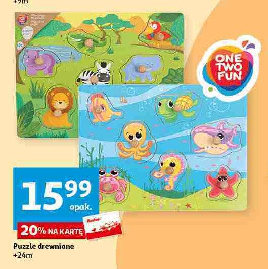 Puzzle drewniane 24m+ One two fun promocja
