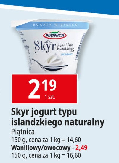 Jogurt typu islandzkiego naturalny Piątnica skyr promocja