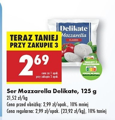 Ser mozzarella Delikate promocja w Biedronka