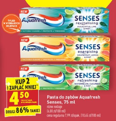 Pasta do zębów refreshing Aquafresh senses promocja