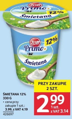 Śmietana Zott Primo 12% 330 g promocja w Selgros