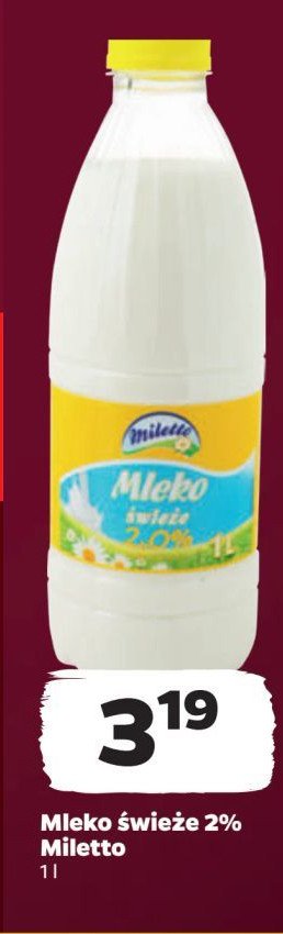 Mleko 2 % Miletto promocja