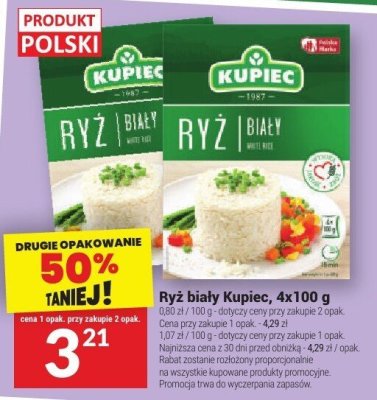 Ryż biały Kupiec, 4x100 g promocja w Twój Market