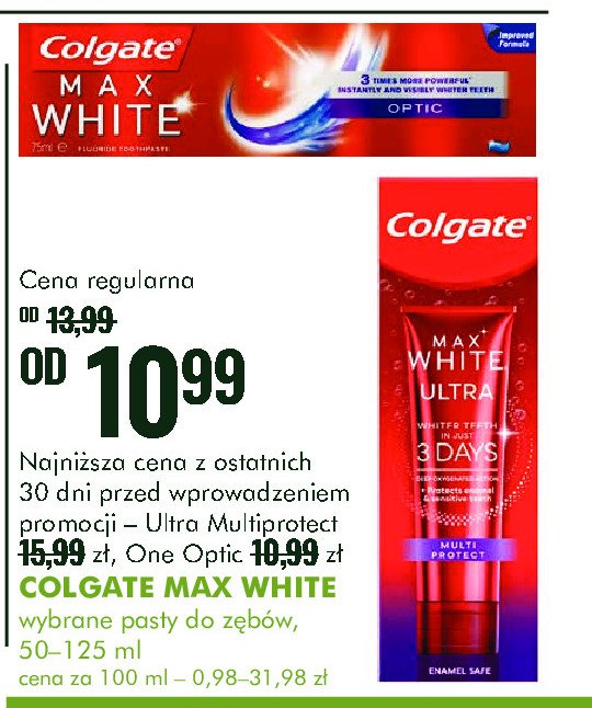 Pasta do zębów optic Colgate max white promocja