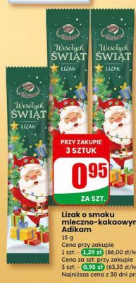 Lizak o smaku mleczno-kakaowym  promocja w Dino