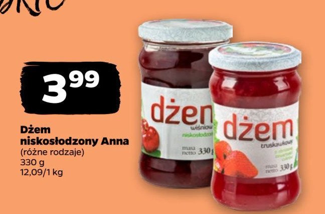 Dżem niskosłodzony wiśniowy ANNA promocja