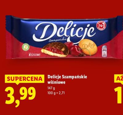 Ciastka Delicje Szampańskie wiśniowe promocja w Lidl