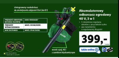 Odkurzacz do liści 40 v Parkside promocja
