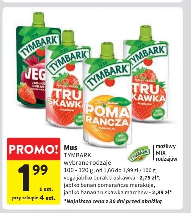 Mus jabłko-banan-truskawka Tymbark mus promocja