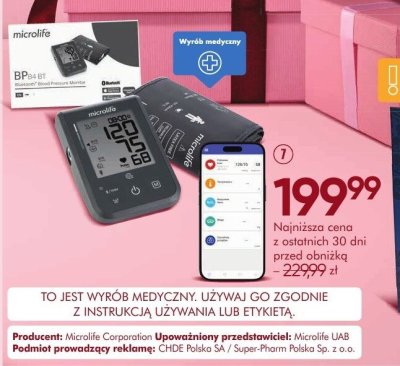MICROLIFE BP B4 BT ciśnieniomierz naramienny automatyczny promocja w Super-Pharm