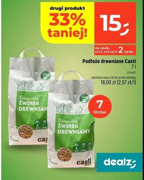 Żwirek drewniany dla kota Casti promocja w Dealz