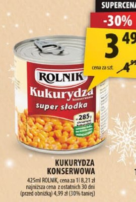 Kukurydza konserwowa, tgroszek konserwowy drobny Rolnik promocja w Arhelan