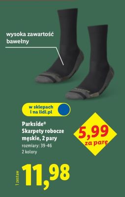 Skarpety robocze męskie 2 pary Parkside promocja w Lidl