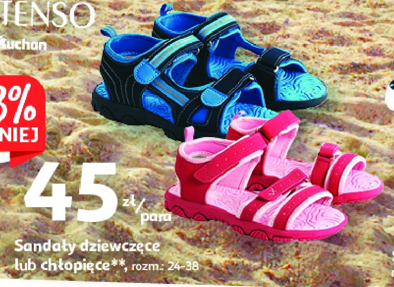 Sandały dziewczęce 24-38 Auchan inextenso promocja