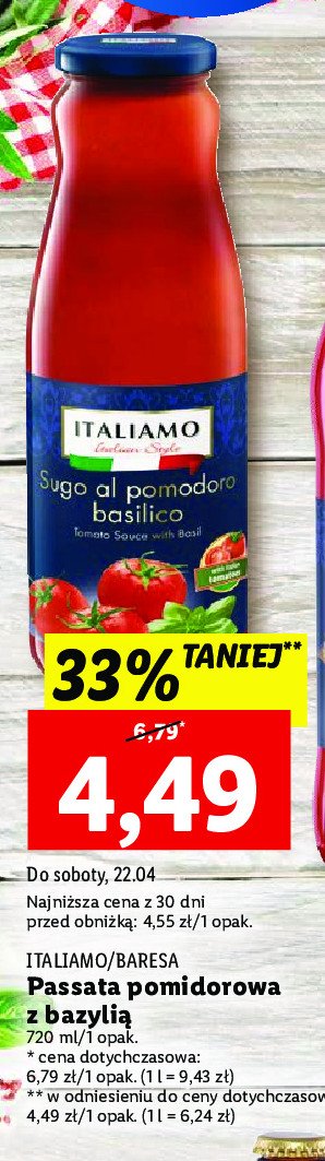 Pomidory rozdrobnione z bazylią Italiamo promocja