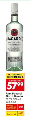 Rum Bacardi Carta Blanca 37,5% promocja w Biedronka