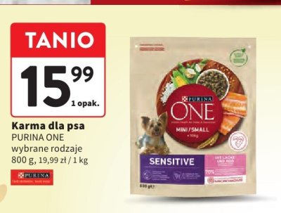 Karma dla psa PURINA ONE wybrane rodzaje 800 g promocja w Intermarche