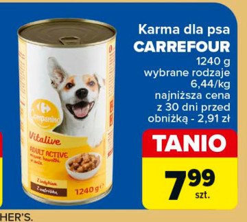 Karma dla psa z indykiem i wątróbką CARREFOUR COMPANINO promocja