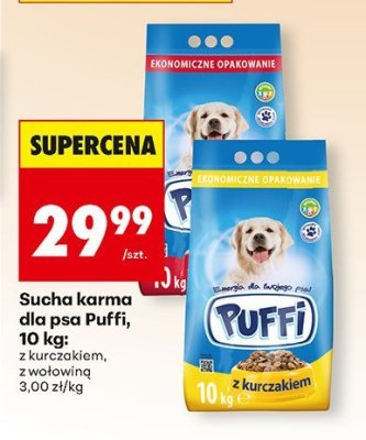 Sucha karma dla psa Puffi 10 kg z wołowiną promocja w Biedronka