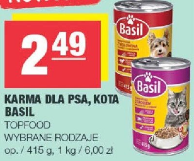 Karma dla psa, kota Basil promocja w SPAR