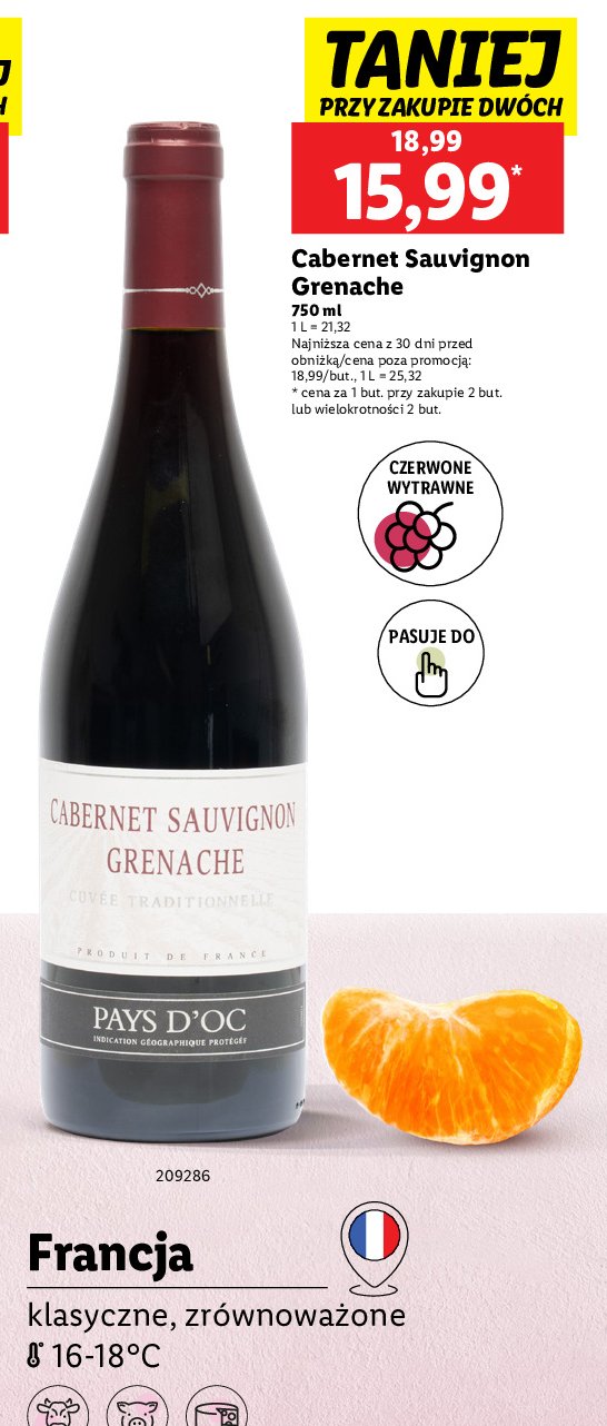 Wino Grenache cabernet sauvignon promocja w Lidl