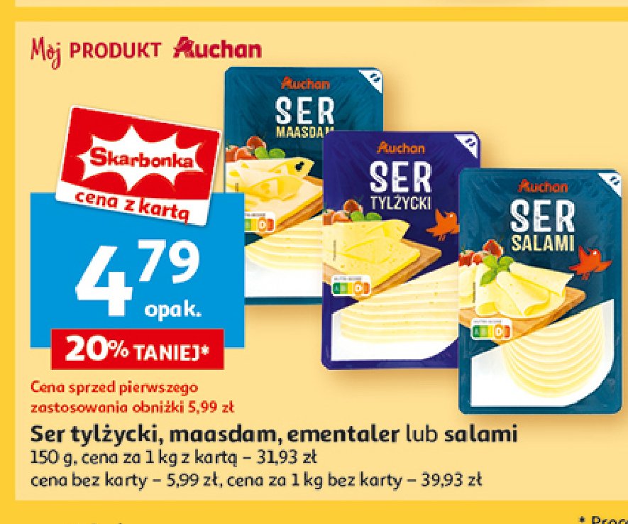 Ser salami plastry Auchan różnorodne (logo czerwone) promocja