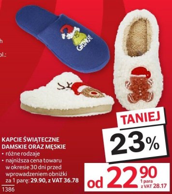 Kapcie świąteczne damskie oraz męskie promocja w Selgros