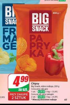 Chipsy paprykowe Big snack promocja