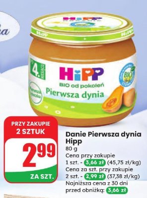 Danie Pierwsza dynia Hipp BIO od pokoleń promocja w Dino