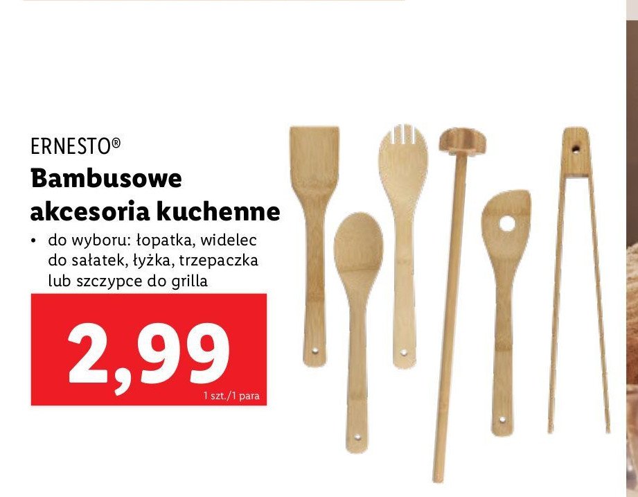 Łyżka do sałatek bambusowa owalna dł. 33 cm Ernesto promocja