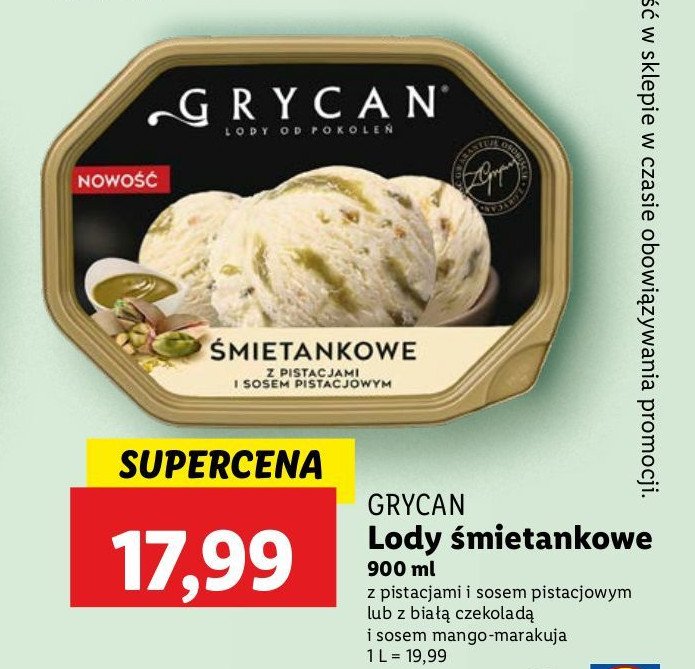 Lody 艣mietankowe mango marakuja Grycan promocja