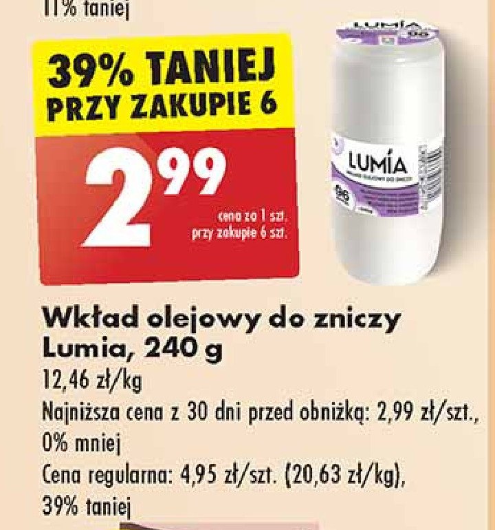 Wkład olejowy do zniczy 240 g 80 h Lumia promocja w Biedronka