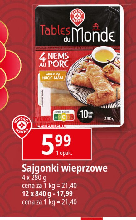 Sajgonki z wieprzowiną WIODĄCA MARKA TABLES DU MONDE Wiodąca marka promocja