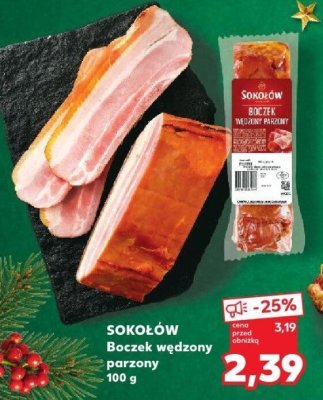 Boczek wędzony parzony SOKOŁÓW 100 g promocja w Kaufland