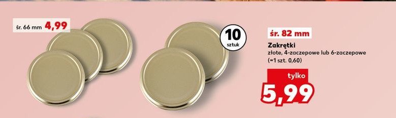 Zakrętka złota 6-zaczepowa 82 mm promocja w Kaufland