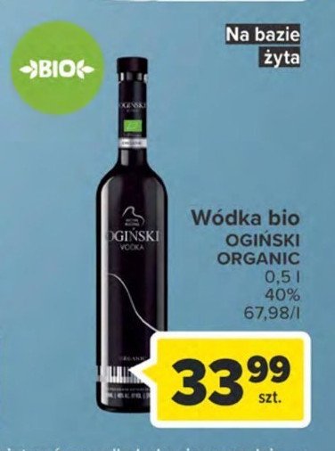 W贸dka OGI艃SKI VODKA ORGANIC promocja