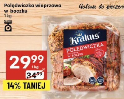 Polędwiczka wieprzowa w boczku Krakus promocja w Delikatesy Centrum
