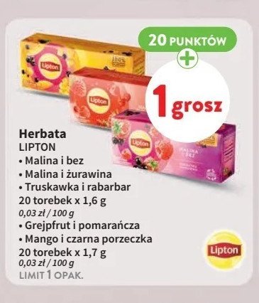 Herbata truskawka rabarbar Lipton promocja w Intermarche