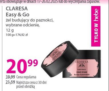 Żel budujący do paznokci king pink Claresa kitulec promocja w Hebe