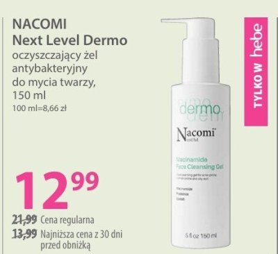 Żel oczyszczający NACOMI Next Level Dermo oczyszczający żel antybakteryjny do mycia twarzy promocja w Hebe