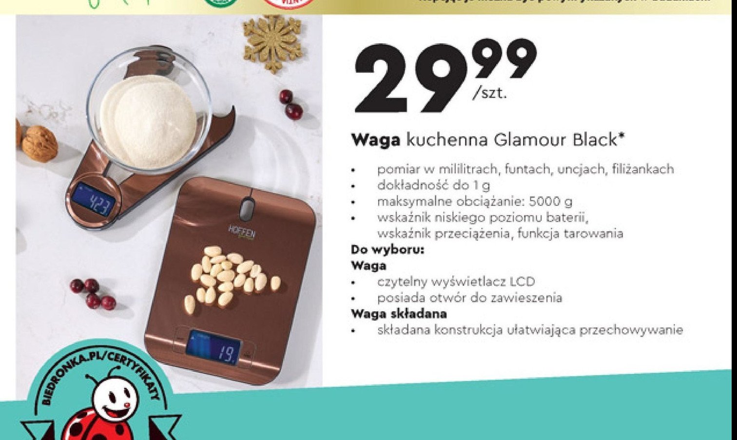 Waga kuchenna glamour black Hoffen promocja