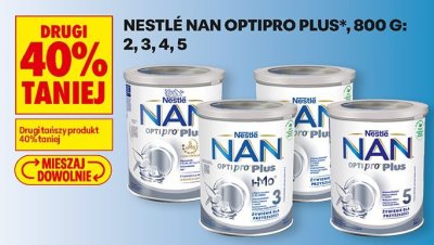Mleko modyfikowane Nestlé Nan Optipro Plus 2, 800g promocja w Biedronka