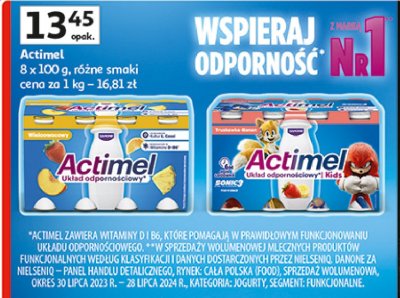 Jogurt kids truskawka i banan Danone actimel promocja