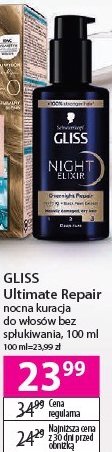 Kuracja do włosów ultimate repair Gliss kur night elixir promocja