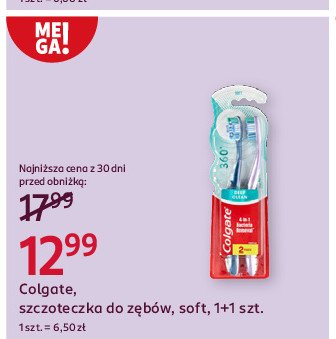 Szczoteczka do zębów deep clean miękka Colgate 360 promocja w Rossmann