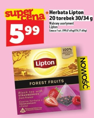 Herbata Lipton 20 torebek 30/34 g promocja w TOPAZ