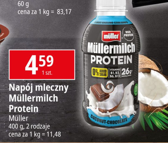 Napój mleczny czekoladowo-kokosowy Muller mullermilch protein promocja